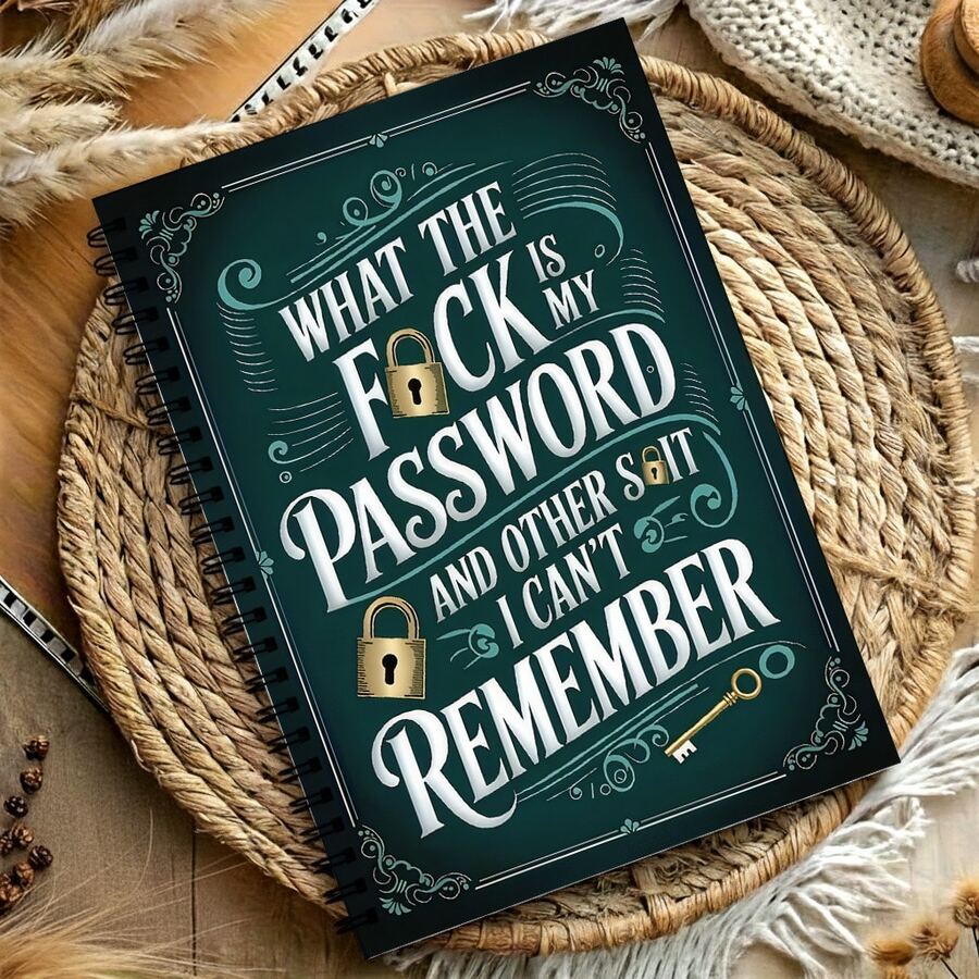 1pc Blue-Green Password Notebook | Gold Key Design, Home/Office Account Password Storage, Internet Login Log - Multicolor - View 1