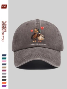 1pc Women's 2025 New Couple Duck Print Baseball Cap, Animal Graphic, Suitable For Sports And Casual Occasions, Comfortable Breathable Lightweight, Adjustable Size, Perfect For Summer Wear, Ideal For Camping, Skateboarding, Fishing, Hiking, Daily And Weekend Outfits, Holiday And Birthday Gifts For Family And Friends, Valentine's Day Gift For Husband, Wife, Girlfriend - A - View 8