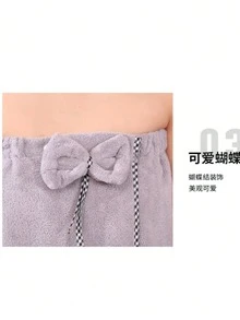 2pcs Women Bow Decor Tube Top & Shower Cap Set - Purple - View 6