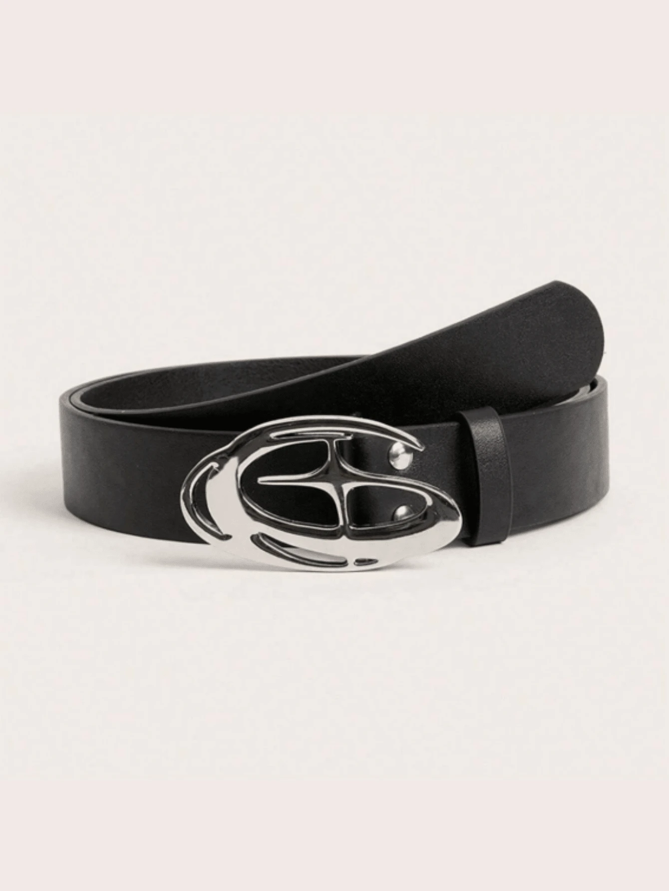 1pc Cross Star Buckle Belt, Korean Style Waist Decor Casual Versatile Smooth Buckle Belt, Unisex - A - View 1