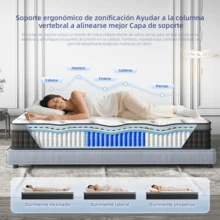 DreamFit Colchón Ortopedico,Colchon individual │matrimonial│ Queen Size │King Size Híbrido En Caja,Ergonómico,Espuma de Alta Densidad Memory Foam,,Antibacteriana,Antiácaros,Transpirabilidad,Antialérgico,Resistente a la humedad,Alivio de Presión y Extremadamente Cómodo,Firmeza Media,Certificado CertiPUR-US®, Economico,Colchones Resortes - Blanco y Negro - Ver 8