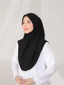 1pc Elegant Muslim Women'S Hijab Caps, Solid Color Fashionable Minimalist Hijab, Full Headscarf Cap, Lightweight, Breathable, Fitted, Hand Wash Only, Fashion Accessory Hair Sleep Cap - Multicolor - View 2