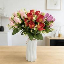 1件/3件逼真仿真花束 - 栩栩如生的丝绸手捧花束，适用于DIY工艺品、婚礼中心装饰、家居装饰、花瓶填充、户外活动和摄影道具 - 易于组装且可重复使用！