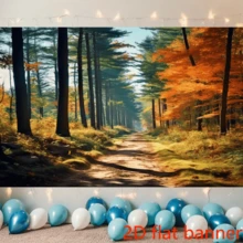 2D Plane1pc, Autumn Scenery Deciduous Background Deciduous Mountain Road Photography Backdrop Tree And Yellow Fall Leaves View Background Home Decor - 1 - View 4