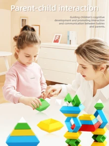 Juego de juguete de torre de bloques de construcción gigantes divertidos y educativos para niños, que inspiran el apilamiento creativo, el desarrollo de la coordinación mano-ojo y la imaginación, adecuado para niños de 3+ años, regalo creativo - Multicolor - Ver 1