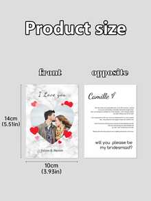 1pc Customized Photo Funny Card, "I Love You" Photo Card | Valentine's Day Card | Personalized Card, Couple Gift, Anniversary Card, Gift For Her, Printed Design - Multicolor - View 6