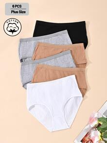 Teowryxou 6 chiếc quần lót nữ cạp cao bằng cotton co giãn, phù hợp với cỡ lớn, thoải mái và che phủ toàn diện. - Nhiều màu - Xem 2