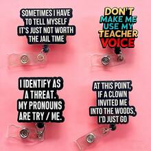 Retractable D Card Holder Reel With Cute Cartoon Design,Teacher Nurse Hospital Badge Holder Office Lanyard 1pc - Black - View 10