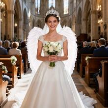 Conjunto de 1/4 peças de adereços para fantasia de Cupido para o Dia dos Namorados, incluindo asas de penas vermelhas, óculos de sol em formato de coração, arco e flecha, e auréola. Ideal para eventos festivos, festas temáticas e fotos de baile de máscaras. - Branco - Ver 8