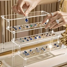 1pc Acrylic Tiered Display Rack, 3-Tier Pyramid Shaped Display Stand, Home Storage Display Rack, Jewelry & Cosmetics Display Shelf, Multi-Layer Transparent Storage Display Rack, Perfume Holder