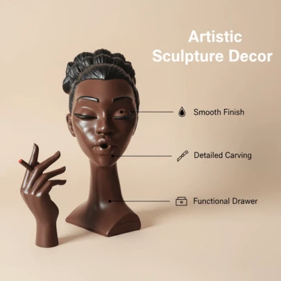 LUMIARTISAN Elegant Black Incense Burner - Handmade Resin Meditation Statue With Tranquil Airflow Design, Perfect For Home Decor, Yoga Studio, And Relaxation Space, Incense Burner