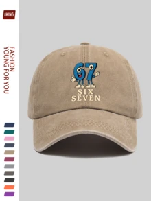 1pc Artistic 67 Print Outdoor Fishing Sun Hat, Comfortable Breathable Lightweight, Adjustable Size, With Fun Blue Letter Print, Essential For Minimalist Enthusiasts, Suitable For Fishing, Fly Fishing, Hiking, Hunting, Camping, Picnicking, Beach Vacation, Ideal Gift For Valentine's Day, Father's Day, Carnival, Halloween, For Family And Friends - A - View 6