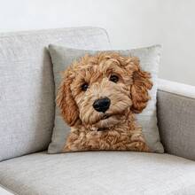 4 件/1 件复古棕色卷毛狗图案枕套，派对装饰枕套 | 18x18 英寸 | 拉链封口 | 柔软舒适面料，不易褪色，可手洗，适合现代客厅、卧室和家居装饰。不含枕芯。 - 彩色 - 查看 4