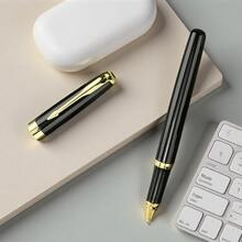 A High-End All-Metal Premium Black Ballpoint Pen/Special Writing Pen For Business Meetings/Office And Corporate Gifts/Smooth Writing/For Signatures, Notes And Gifts/Replaceable Refill - Black - View 6