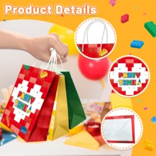 24 Pcs Building Block Party Favor Bags,Building Block Gift Bags Set - Building Block Party Bags,Building Block Party Present Bags & Bricks Theme Paper Bag For Building Block Birthday Party Decorations - Multicolor - View 5