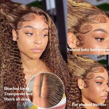 NARNI 36 Inch Highlight Wig Human Hair Glueless Honey Blonde Deep Wave Human Hair Wig 13x4 Hd Lace Frontal Wig 250% Denssity Ombre Brown Deep Wave Lace Front Wigs Human Hair 100% Brazilian Virgin Colored Blonde Human Hair Wigs For Women - S4/27 - 查看 5