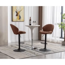 WAHSON OFFICE CHAIRS 2PCS Wahson Adjustable Velvet Bar Stool High Bar Chair Counter Stools With Gold Leg, Padded Gold Stool For Bar/Kitchen - Mocha Brown - View 8