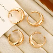 4件套奢华几何可调节熔岩戒指，合金弧形个性化戒指，女士款 - 01 - 查看 3