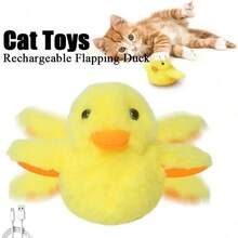 互动猫玩具：拍打翅膀的小鸭子，逗猫玩具，适合所有品种和体型的猫，USB充电式宠物玩具 - 黃色 - 查看 2