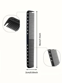 3-delars svarta hårkamsset i kolfiber, fintandade, värmebeständiga, antistatiska hårborstar - Svart - Visa 6