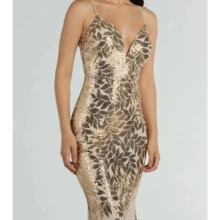 Long Dress Fashionable Versatile Sequin Sexy Backless Suspender Dress - 金色 - 查看 10