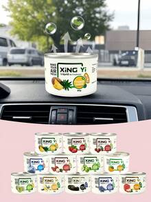 Premium Scented Car Air Freshener In Wooden Jar- Long-Lasting Aromatherapy For Vehicles, Homes & Offices, Choose From 11 Scents, Natural Balm & Compressed Tablet, Lasts Up To 60 Days:Pineapple/Green Apple/Vanilla/New Car/Strawberry/Cherry/Hami Melon/Litchi/Peach/Sweet Melon/Shangri-La - A - View 8