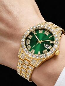 4pcs/Set Men's Elegant Versatile Quartz Watches, Fashion & Minimalist Watch Set - Gold - View 4