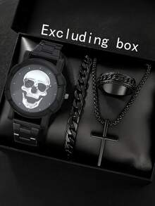 4pcs/Set Men's Elegant Versatile Quartz Watches, Fashion & Minimalist Watch Set - Black - View 1