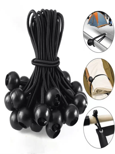 15cm Bungee Cord, Black Elastic Shock Absorbing Rope, Easy To Fix Tie, Waterproof Tent Tarp Bungee Line