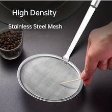 Stainless Steel Degreasing Spoon, Hot Pot Degreasing Spoon, Fine Mesh Food Strainer, Suitable For Grease, Juice And Foam, Multifunctional Filter Spoon, Fine Mesh Oil Filter Mesh For Restaurants Restaurant & Home Kitchen Utensil, Sleek Finish | Durable Kitchenware - 銀色 - 查看 9