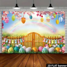 Easter Eggs Backdrop For Photography Spring Flowers Photo Backdrop Background Banner - Multicolor 1 - View 4