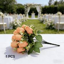 1件/3件逼真仿真花束 - 栩栩如生的丝绸手捧花束，适用于DIY工艺品、婚礼中心装饰、家居装饰、花瓶填充、户外活动和摄影道具 - 易于组装且可重复使用！