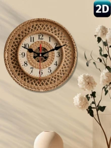 1个10英寸/12英寸木制圣诞雪人挂钟，静音无滴答圆形木钟，带数字显示，电池供电，节日家居装饰，单包装 - 彩色 - 查看 9