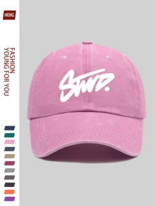 1顶可爱连续线条涂鸦“STWD”印花棒球帽，软帽冠纯色户外运动滑板帽，卡车司机爸爸帽，青少年时尚遮阳帽，适合徒步、骑行、跑步、滑板、健身，是送给家人和朋友的贴心礼物，情人节、母亲节/父亲节、返校季、休闲百搭之选。 - A - 查看 21