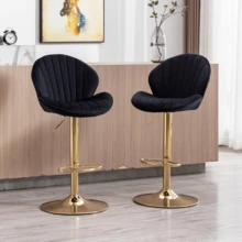 WAHSON OFFICE CHAIRS 2PCS Wahson Adjustable Velvet Bar Stool High Bar Chair Counter Stools With Gold Leg, Padded Gold Stool For Bar/Kitchen