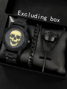 4pcs/Set Men's Elegant Versatile Quartz Watches, Fashion & Minimalist Watch Set - Black - View 8