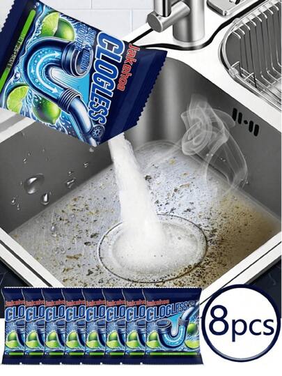 Drain Cleaning Powder, Used To Clean Kitchen And Bathroom Pipes, Remove Odors, Dissolve Dirt And Blockages. Suitable For Cleaning Various Blockages In Kitchen Sinks, Drains, And Bathroom Pipes. A Great Gift For Family And Friends, Especially For Holidays And Valentine's Day (New And Old Versions Sent Randomly).