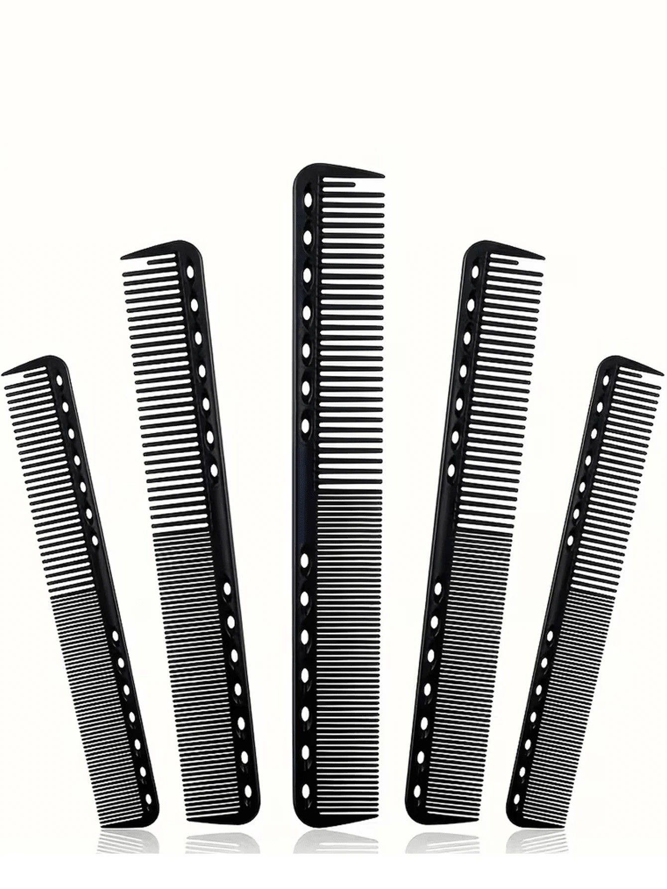 3-delars svarta hårkamsset i kolfiber, fintandade, värmebeständiga, antistatiska hårborstar - Svart - Visa 1