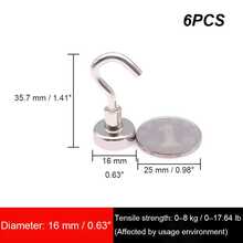 6pcs/Pack Silver D16/D25 Magnetic Hooks, Best Gift For Birthday, Graduation - Silver - View 15