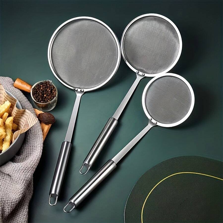 Stainless Steel Degreasing Spoon, Hot Pot Degreasing Spoon, Fine Mesh Food Strainer, Suitable For Grease, Juice And Foam, Multifunctional Filter Spoon, Fine Mesh Oil Filter Mesh For Restaurants Restaurant & Home Kitchen Utensil, Sleek Finish | Durable Kitchenware - 銀色 - 查看 1