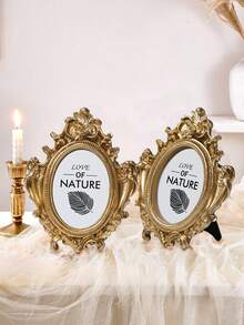 1pc Vintage European Style Resin Carved Decorative Photo Frame, Classical Retro Home Decor Gift, Birthday/Graduation Present - Multicolor - View 10