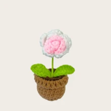 1 件心形盆栽植物，精美钩编花朵，布艺仿真牡丹装饰 | 永恒的爱意，纱线编织 | 七夕节、母亲节和生日的轻奢礼物 | 永恒的手工小花盆，非常适合办公桌、汽车仪表盘、家居装饰和生日礼物。 - 彩色 - 查看 15