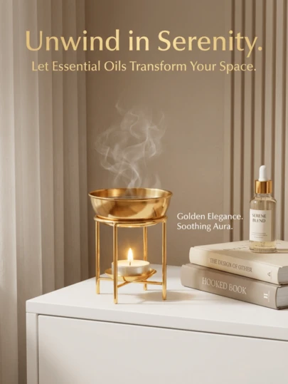 1pc 4-Leg Stainless Steel Aromatherapy Diffuser, Essential Oil Burner With Detachable Fragrance Cup, Subtle Scent, Multi-Function Diffuser And Wax Warmer, Suitable For Home Bedroom Living Room Decor, Birthday And Graduation Gift