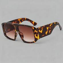 一副男女通用复古大框方形时尚眼镜，时尚又显脸小 - 咖色 - 查看 6