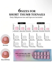 120pcs Toe Nail Stickers - Short French Style Stickers, Pink Soft Gel Toe Nail Stickers, Removable Press-On Toe Nail Stickers, Women Nail Art Supplies - Pink - View 6