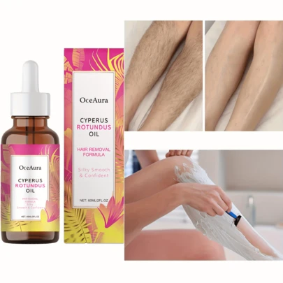 60ml Hair Removal Care Essential Oil Herbal Ingredients Gently Care For The Skin, Cleansing, Hair Removal And Moisturizing Daily Care Essential Oil - Suitable For All Skin Types, Portable For Travel