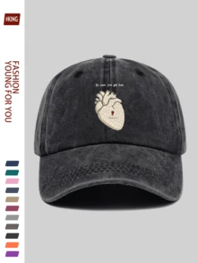 1pc Vintage Baseball Cap With Heart Map Print - Unisex Summer Style, Classic Black With Funny "You Are Here" Valentine's Day Print, Breathable Adjustable Trucker Papa Hat, Suitable For Outdoor Sports, Gatherings, Camping, Fishing, Travel, Great Gift For Soulmate Anniversary Or Girlfriend - A - View 17