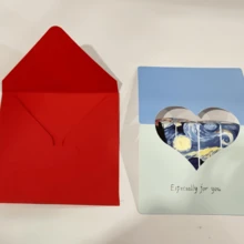 浪漫心形情人节贺卡，3D油画心形设计，创意礼品卡，艺术祝福感谢卡，手绘，新年 - 彩色 - 查看 10