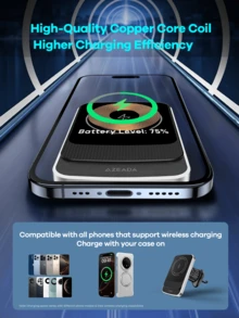 REMAX 15W车载无线快充；自动夹紧；360°自由旋转；稳固防震；中控台手机支架；通用导航支架；兼容/安卓；汽车配件；汽车用品 - AZ-C07 - 查看 3