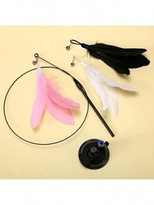 1/3 piezas Juguetes interactivos para gatos con plumas y base de ventosa - Material de plástico duradero, adecuado para todas las razas de gatos - Multicolor - Ver 10